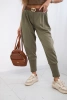 Pants with belt and pockets buttery-fabric light khaki