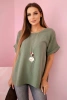 Muslin blouse with a necklace khaki