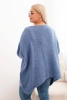 Plus Size women's sweater with acrylic in a loose fit and 3/4 sleeves denim