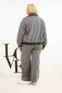 Damen-Set Plus Size mit Reißverschluss-Sweatshirt und weitem Hose grafitowy