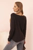 Women's sweater with viscose and V-neck brown