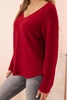 Women's sweater with viscose and V-neck burgundy