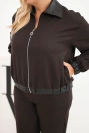 Damen-Set Plus Size mit Reißverschluss-Hoodie und weiten Hosen braun