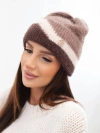 A hat women's beanie ribbed with decoration fango+brown