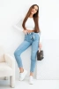 Damenjeans mit hoher Taille und sanften Abnutzungen mom fit jeans
