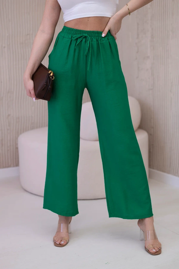 Viscose wide-leg trousers green