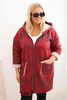 Moteriška Plus Size striukė su gobtuvu ir kišenėmis, pašiltinta avikailiu bordo