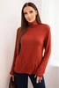 Women's viscose blouse with a turtleneck and long sleeves brown