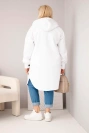 Plus-size women's hooded coat fastened with buttons white