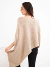 Damenpullover Poncho mit Mohair asymmetrisch mit weitem Ausschnitt camelowy