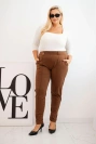 Moteriškos medvilninės kelnės Plus Size su elastinga juosta kamelinės