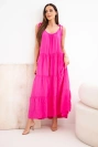 Women's viscose dress with tie straps fuchsia
