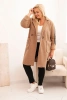 Płaszcz damski Plus Size ze sztucznego baranka z kieszeniami camelowy