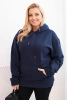 Women's Plus Size looped sweatshirt with a hood and kangaroo pocket navy blue
