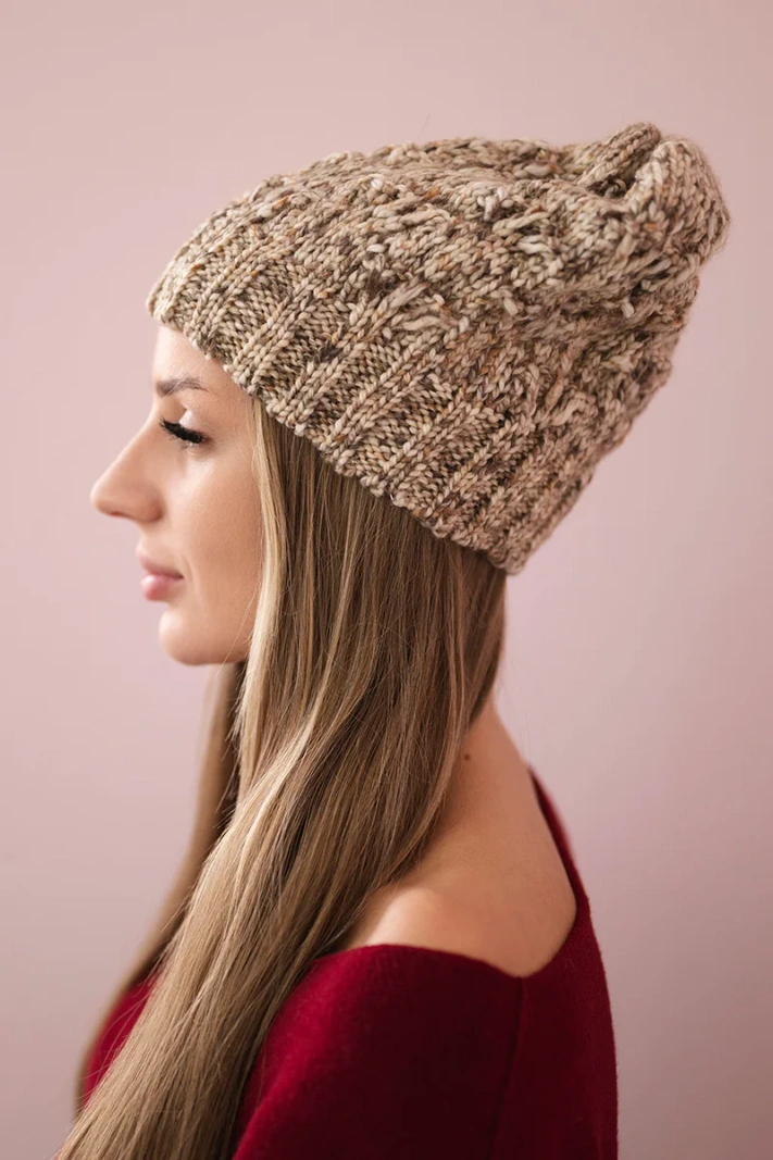 Cap with fleece Roksana K209 dark beige