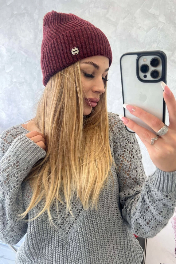 Cap thin Oliwia K252 burgundy