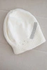 Women's winter wool hat with decorative zirconia band K402 ecru