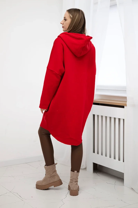 Warm-up Sweatshirt mit längerem Rücken rot