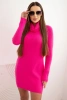 Women's dress made of viscose knit with a wide collar pink