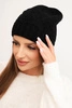 Women's winter hat made of wool with a geometric pattern K479 black