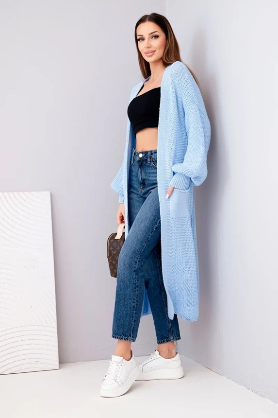 Pullover lange Strickjacke blau