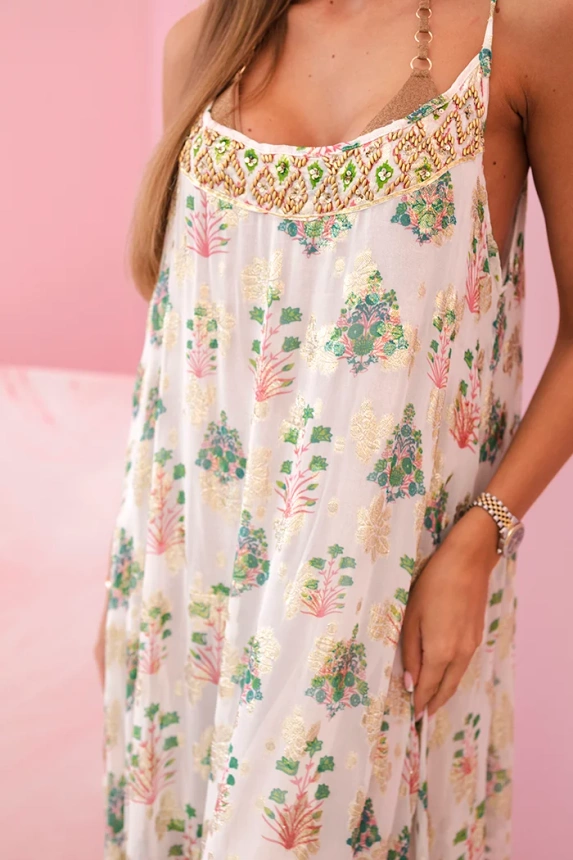 Damenkleid mit Trägern aus leichter Viskose rosa