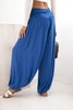 Women's viscose trousers with wide leg and ruffles cornflower blue