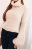 Damenpullover aus Mohair mit Puffärmeln und Rollkragen beige