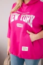 Damen-Sweatshirt in Plus-Size aus Viskose mit Kapuze und Kängurutasche fuchsia