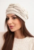 Women's winter wool hat with decorative weave and studs K397 beige
