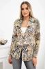 Printed cotton jacket with a button beige