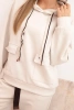 Women's set butter hoodie with pants with a belt beige