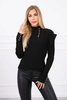 Fitted sweater blouse with buttons black