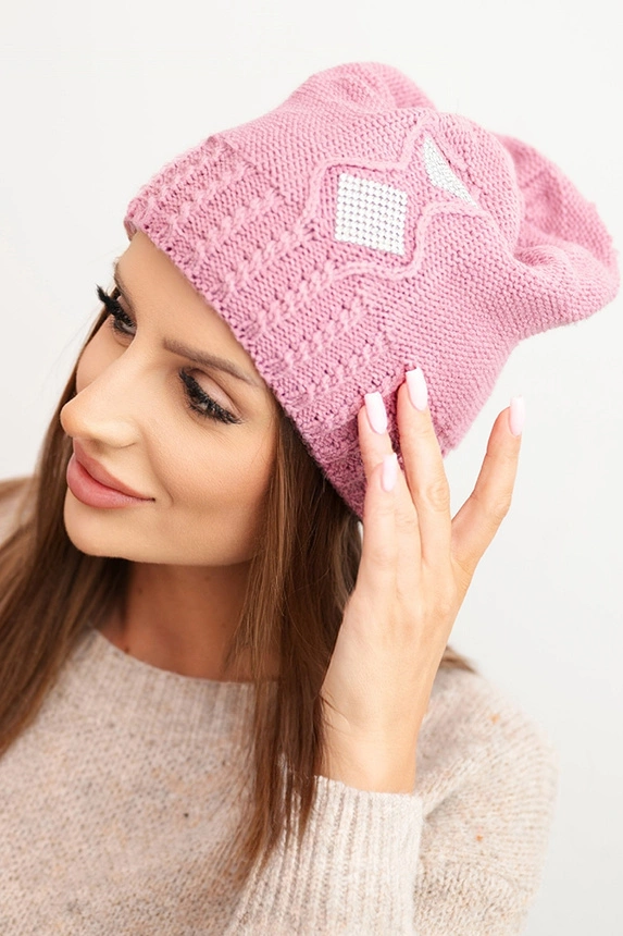 Women's winter wool hat with zirconia K453 graphite