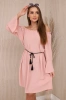 Dress tied at the waist with a drawstring powder pink