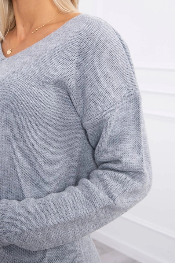 V-Ausschnitt-Pullover grau