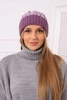 Cap with a pompom Abigail K326 purple+white