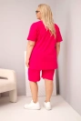 Women's Plus Size cotton set with blouse and shorts fuchsia