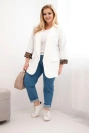 Dámska sako Plus Size s podšívkou v panterke ecru