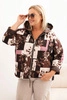 Plus Size women's jacket with a hood and extended back brown