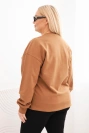 Damenpullover Plus Size aus Baumwolle basic mit Rundhalsausschnitt camel