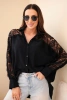 Women's viscose shirt with lace sleeves and collar black