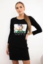 Love Print Kleid schwarz