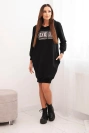 Kleid mit reflektierendem Druck schwarz