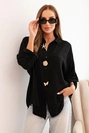 Women's shirt with viscose, decorative buttons, and collar black