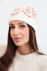 Women's winter hat with colorful patterns and thick cuff K353 white+orange