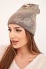 Women's winter wool hat with double rolled-up cuff K426 orange