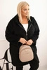 Moteriškas Plus Size paltas iš viskozės su užtrauktuku ir gobtuvu juodas