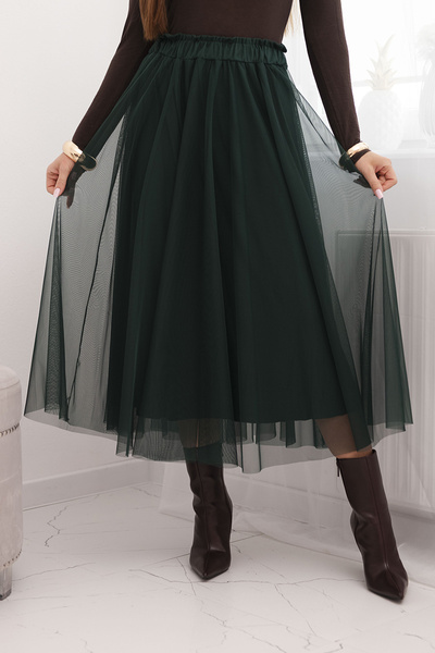 Spódnica damska tiulowa z podszewką z wiskozy zielona