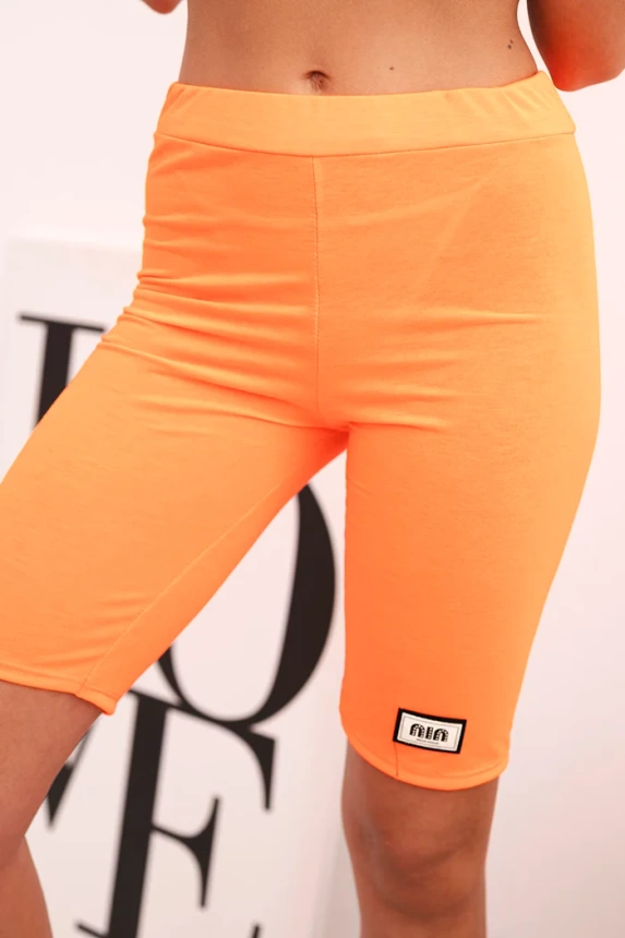 Women's cotton set with short sleeves and shorts orange